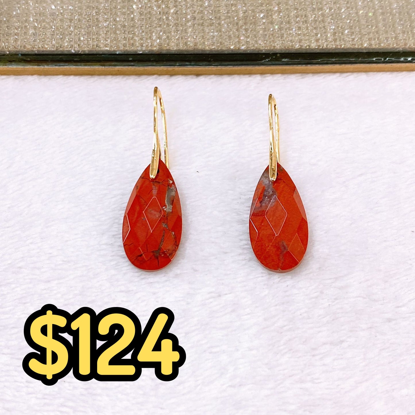 Arete de Chapa de Oro Con Piedra Natural COA2717-6