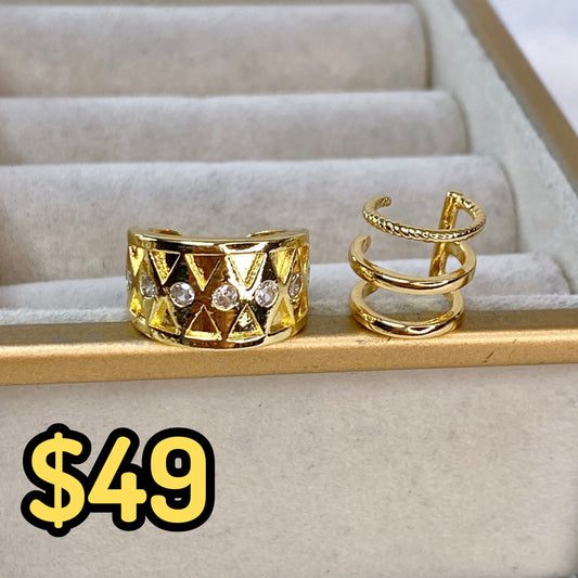 Simulador o Ear Cuff de Chapa de Oro COA2034-1