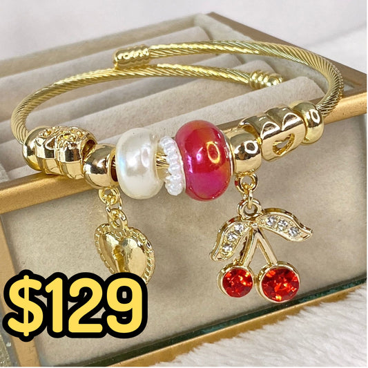 Pulsera de Acero Inoxidable y Dije de Chapa de Oro PAI939-4