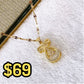 Collar de Acero Inoxidable y Dije de Chapa de Oro CAI2458-1