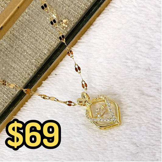 Collar de Acero Inoxidable y Dije de Chapa de Oro CAI2511-1