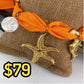 Pulsera de Tela con dijes de Acero Inoxidable y chapa de Oro PAI1018-2
