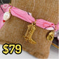 Pulsera de Tela con dijes de Acero Inoxidable y chapa de Oro PAI1018-1