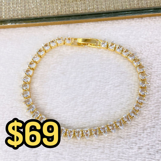 Pulsera de Chapa de Oro con Zirconias COP1577-3