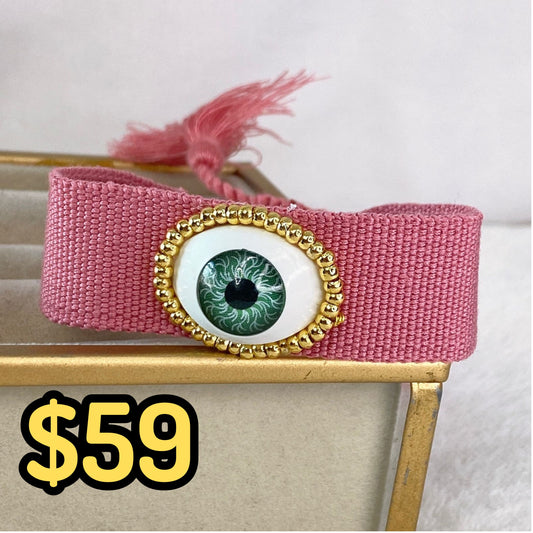Pulsera de Tela y Chapa de Oro COP1573-5
