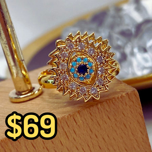Anillo de Chapa de Oro Giratorio Ajustable ACO1405-1