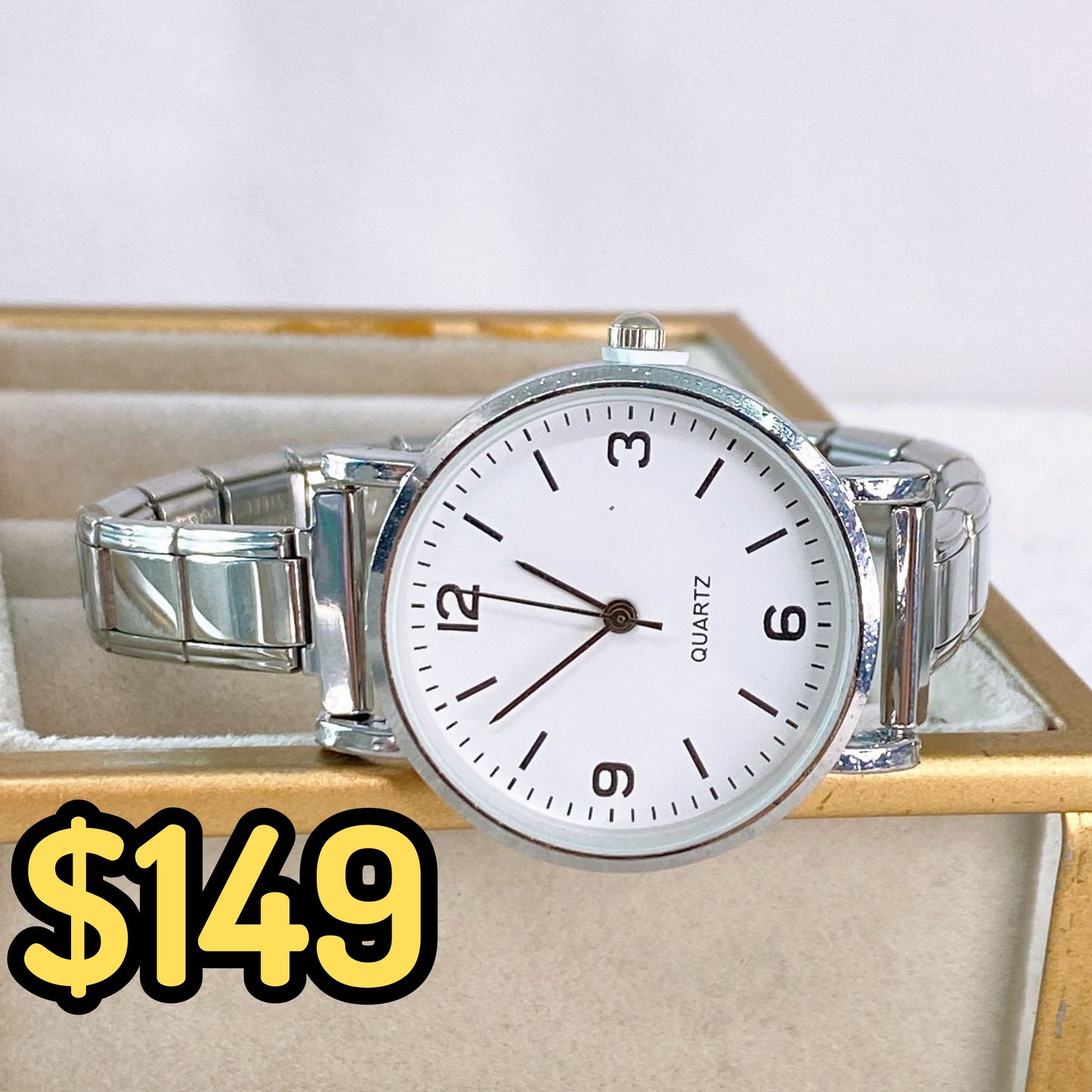 Reloj en Pulsera Italiana de Acero con Baño de Chapa de Oro PAI1058-2