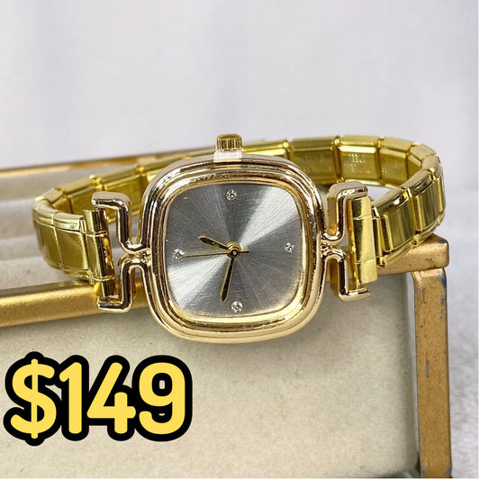 Reloj en Pulsera Italiana de Acero con Baño de Chapa de Oro PAI1049-1