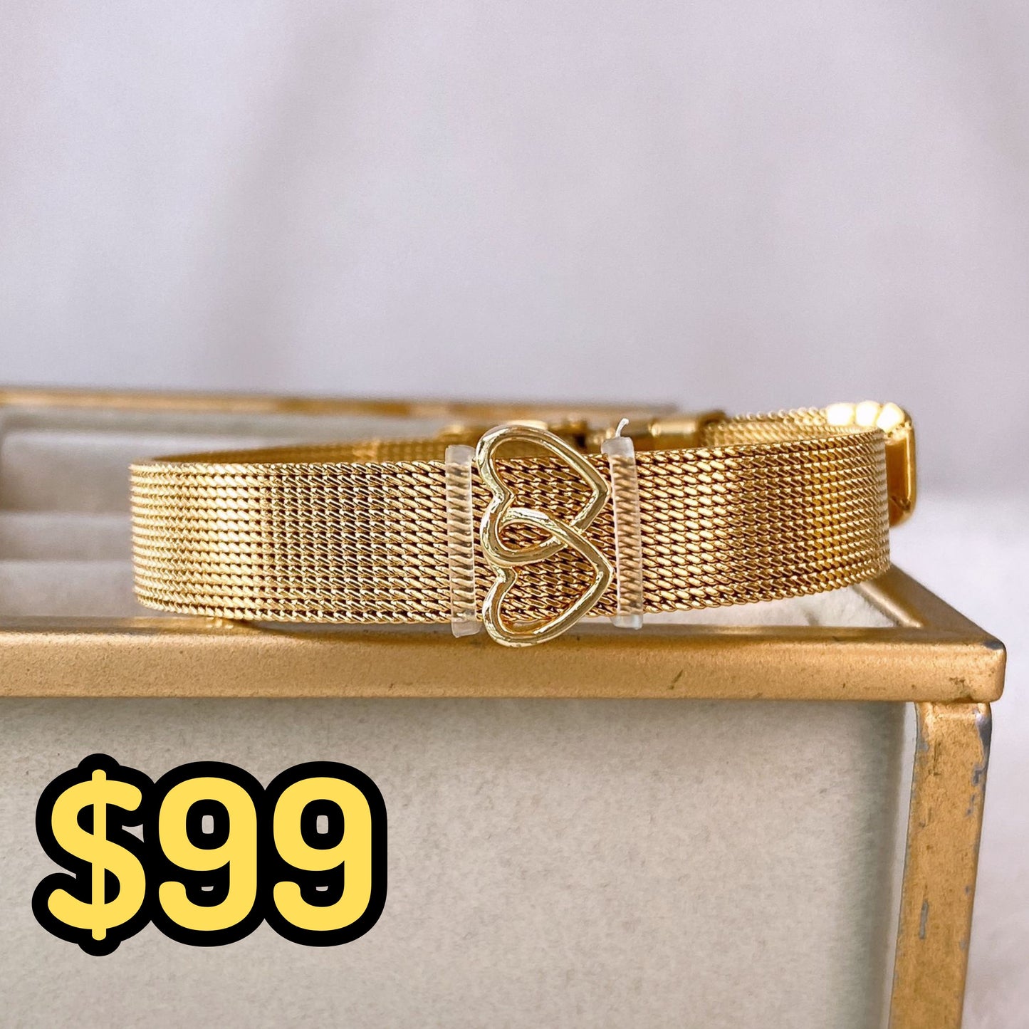 Pulsera de Acero Inoxidable y Dije de Chapa de Oro PAI1143-1