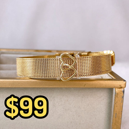 Pulsera de Acero Inoxidable y Dije de Chapa de Oro PAI1143-1