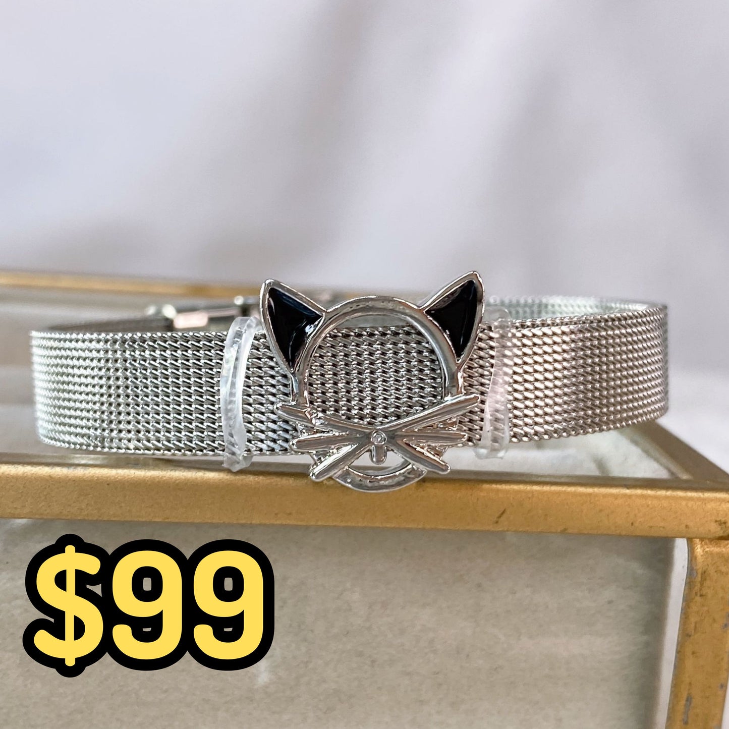 Pulsera de Acero Inoxidable y Dije de Chapa de Oro PAI1148-2