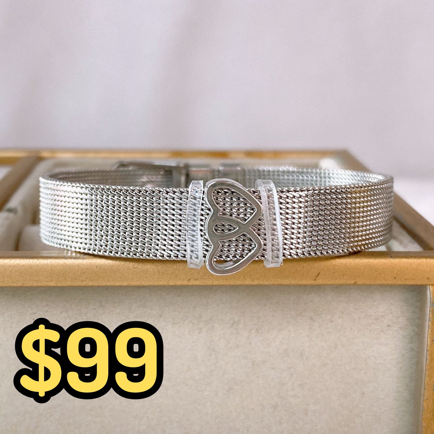 Pulsera de Acero Inoxidable y Dije de Chapa de Oro PAI1143-2