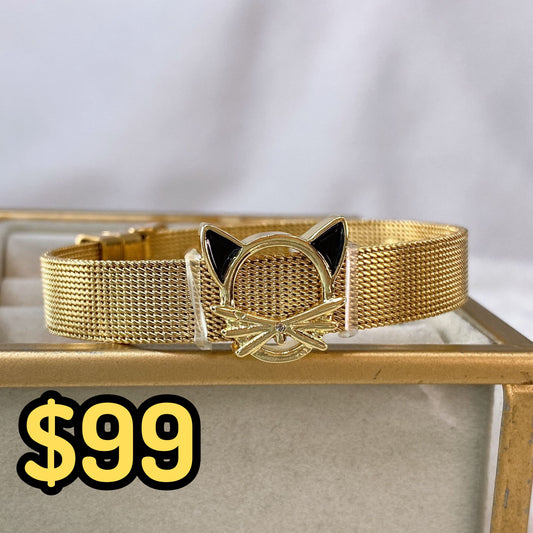 Pulsera de Acero Inoxidable y Dije de Chapa de Oro PAI1148-1