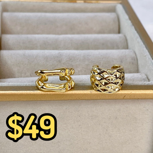 Simulador o Ear Cuff de Chapa de Oro COA2036-1
