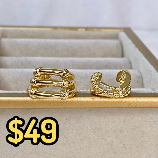 Simulador o Ear Cuff de Chapa de Oro COA2035-1