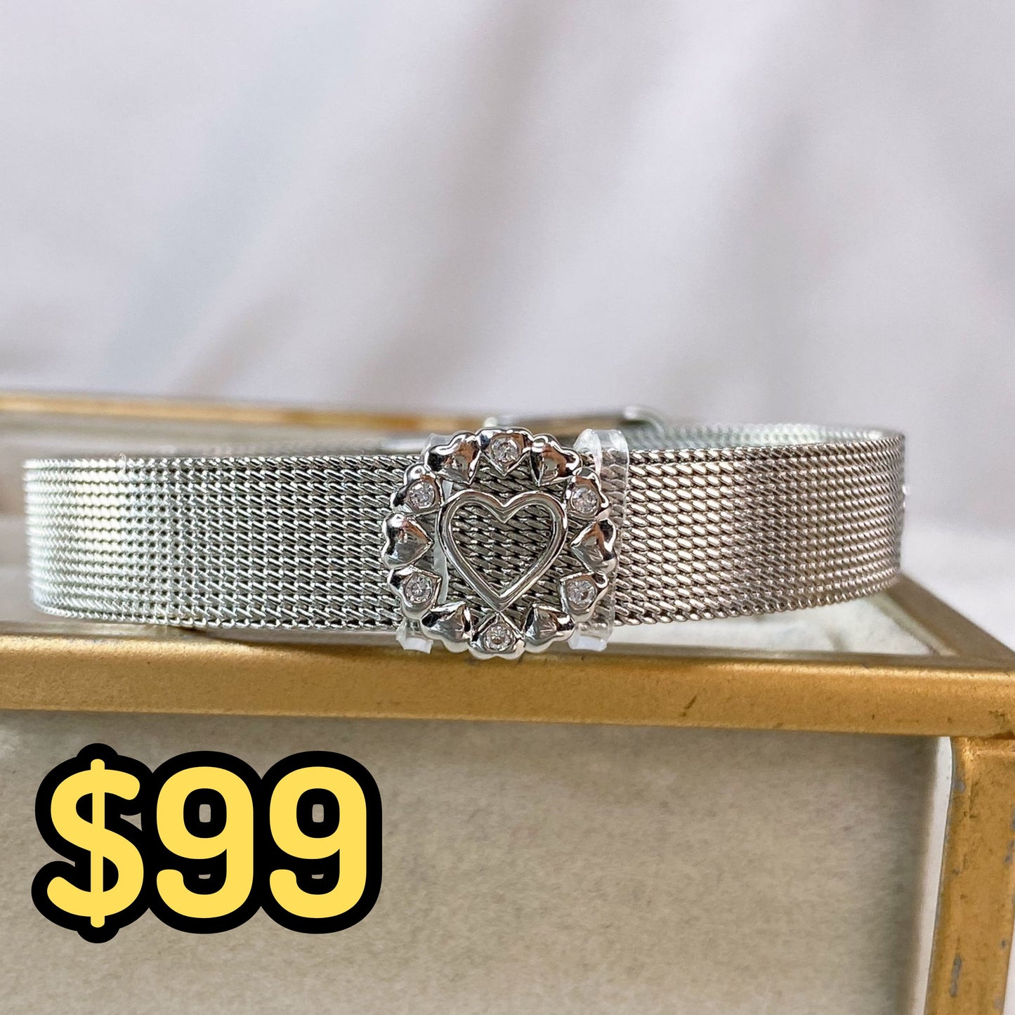 Pulsera de Acero Inoxidable y Dije de Chapa de Oro PAI1147-2