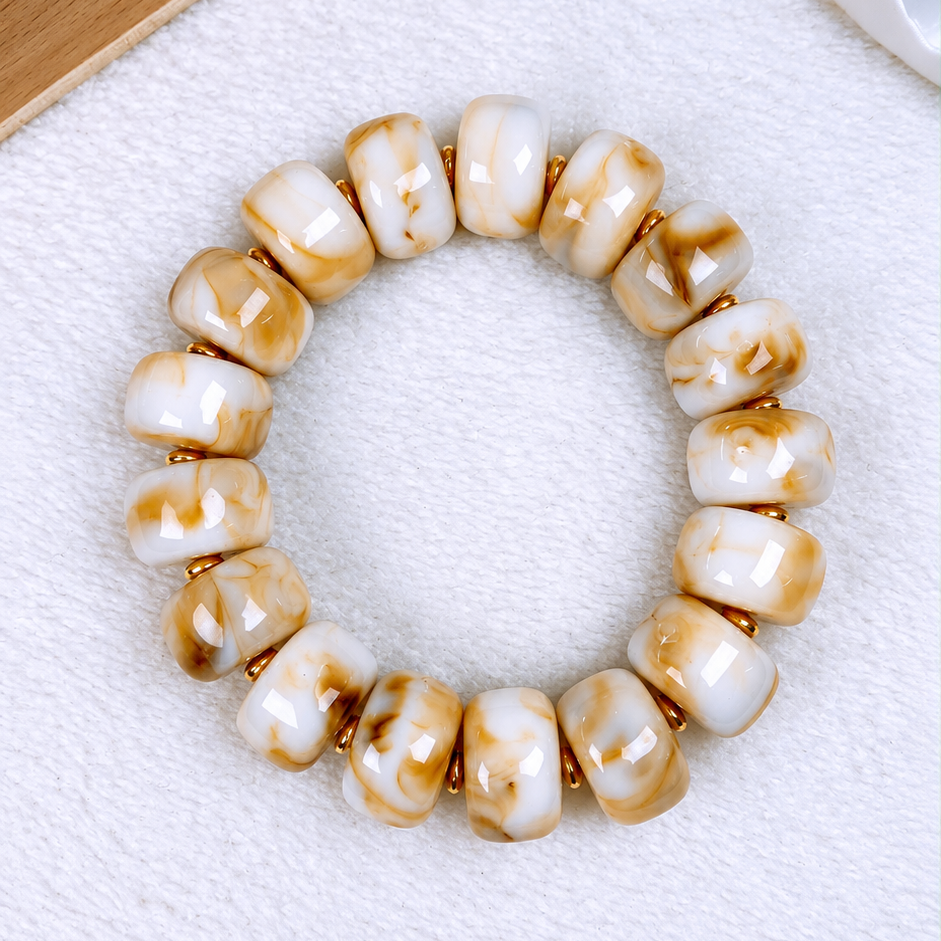 Pulsera de Acrilico y Chapa de Oro COP1990-6