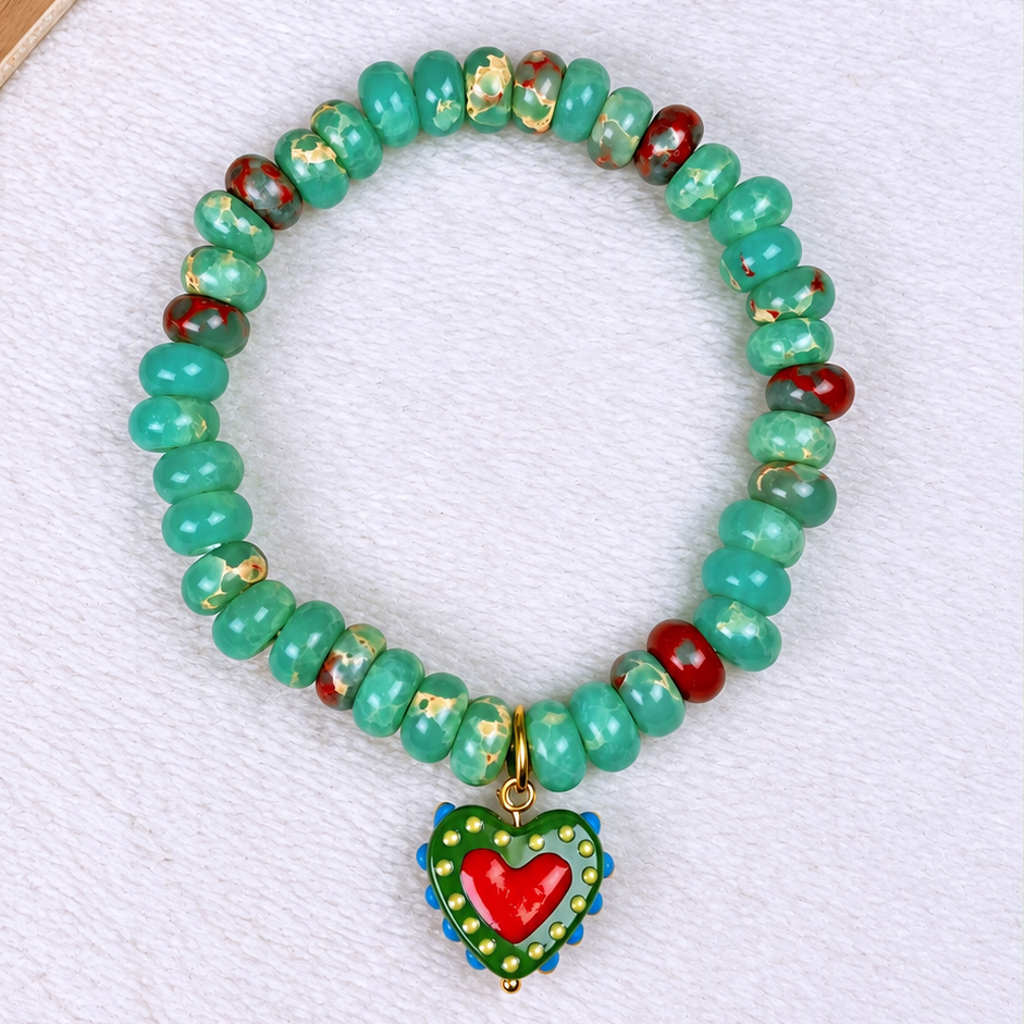 Pulsera de Piedra Natural con Dije de Cristal PB875-5
