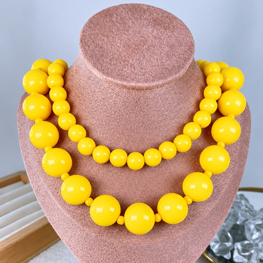 Collar Doble de Acrilico y Chapa de Oro CC2610-13