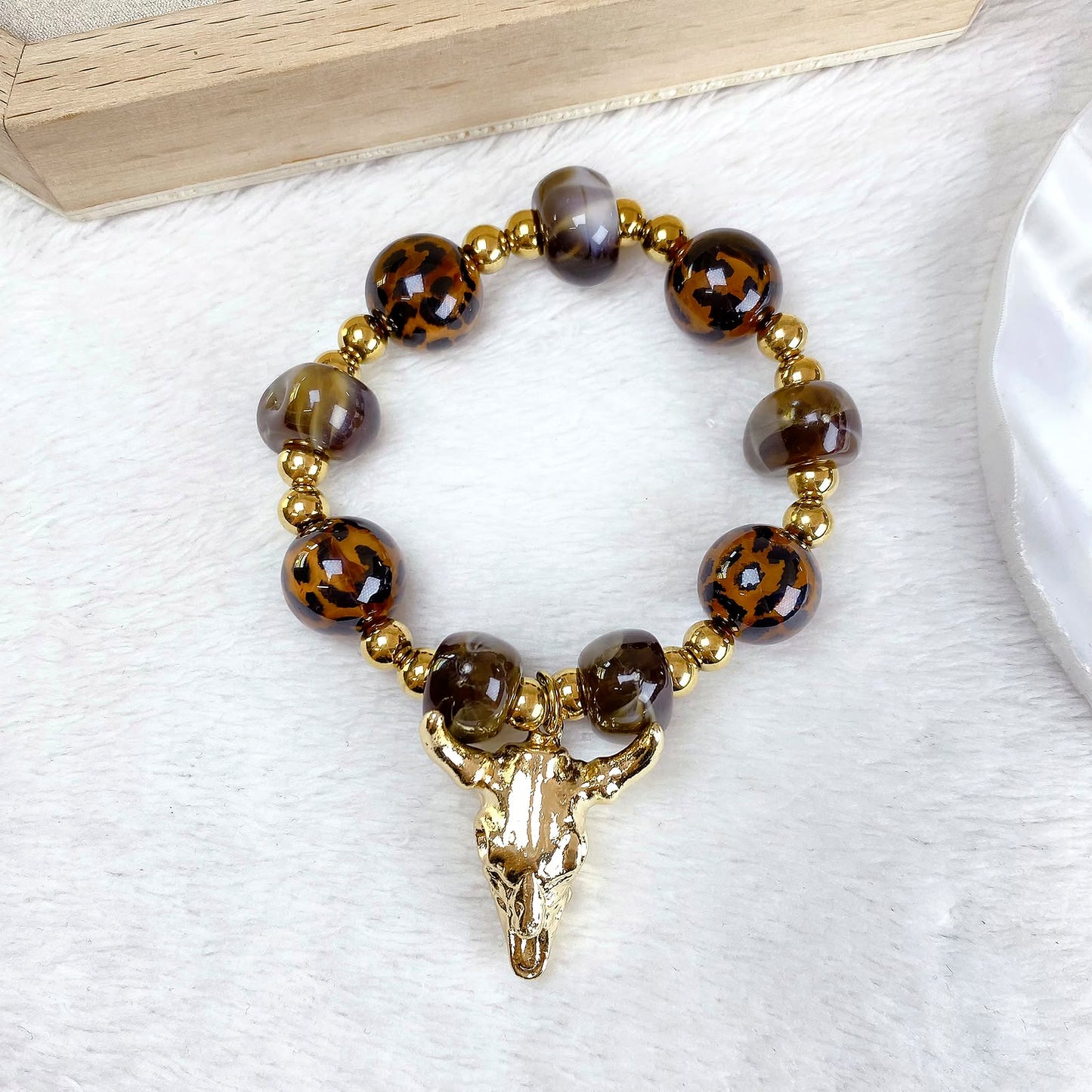 Pulsera de Acrilico y Acero Inoxidable con Dije de Bisuteria PAI1755-1
